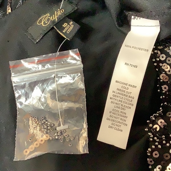 NWOT Cupio Black Beaded Sequin Embellished Sleeveless Shift Evening Dress Sz 10 - Picture 12 of 12